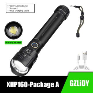 Linterna LED XHP160 superbrillante, 16 core