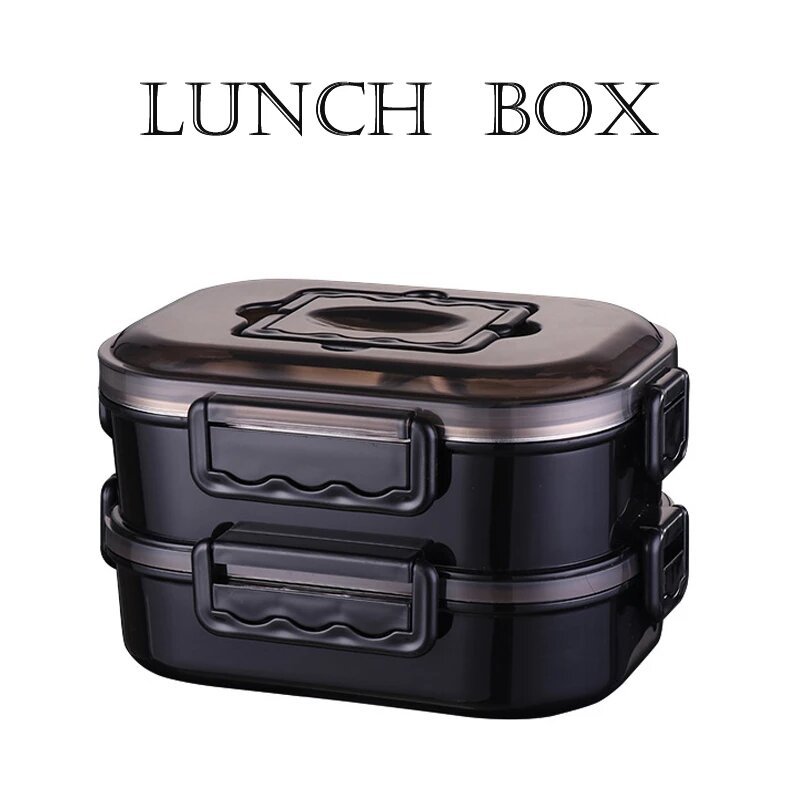 Fiambrera Bento Box de acero inoxidable UNISEX, caja de almuerzo portátil estilo japonés para trabajo de oficina, vajilla para horno microondas