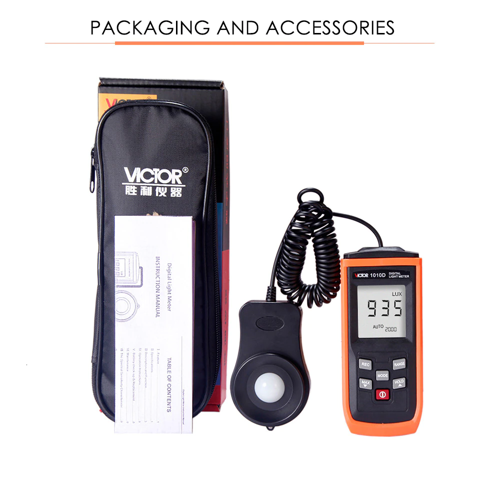 RuoShui-Medidor de luz Digital 1010D, multímetro, pruebas ambientales, luminómetro, fotómetro con fotodetector