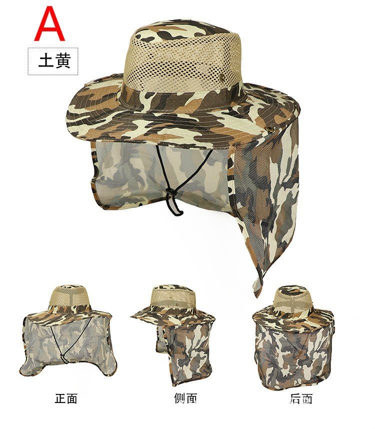 sombrero ala ancha, protección solar uv, con solapa de cuello