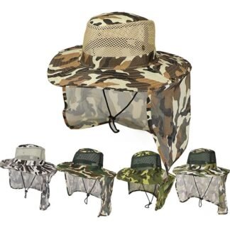 Sombrero de pesca de ala ancha hombre y mujer, gorra de pesca de malla transpirable, sombreros de playa de camuflaje, protección solar UV,