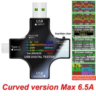 Voltímetro Digital USB, medidor de voltaje, amperímetro, corriente Usb, TFT, Color, Bluetooth, tipo-c, PD