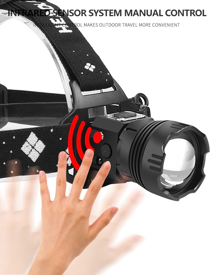 Linterna frontal Led potente XHP199, 9 Núcleos, Faro de pesca recargable XHP90.3, Usb, Sensor IR. - Imagen 2
