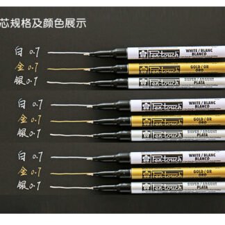 Rotuladores metálicos permanentes, Tinta indeleble 0.7mm: blanca, plateada y dorada