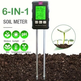 Analizador de Suelo 6 en 1, Herramienta de Medición de Temperatura, Luz, PH y Humedad